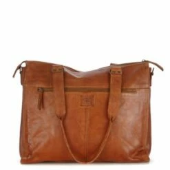 Voorkant 49 Bear Design Cow Lavato Mea Laptoptas 15" Cognac