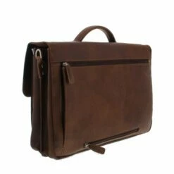 Plevier Vintage Manchester Laptoptas 3-vaks 17.3" Brown -NL Rugzak Verkoopwinkel 36 2 bruin zijkant achter
