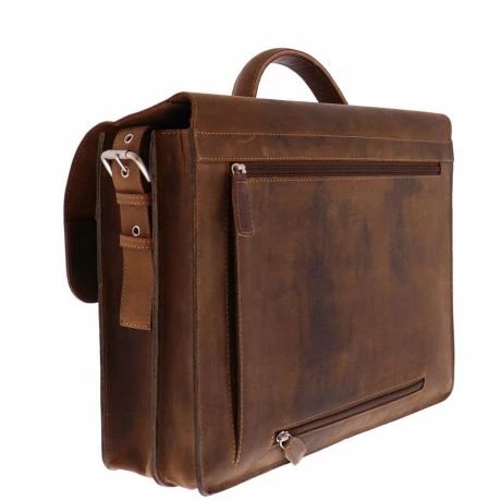 Plevier Retro Darwin Vintage Laptop Bag 2-Vaks 15.6" Brown 5 Plevier Retro Darwin Vintage Laptop Bag 2-Vaks 15.6" Brown - Afbeelding 3