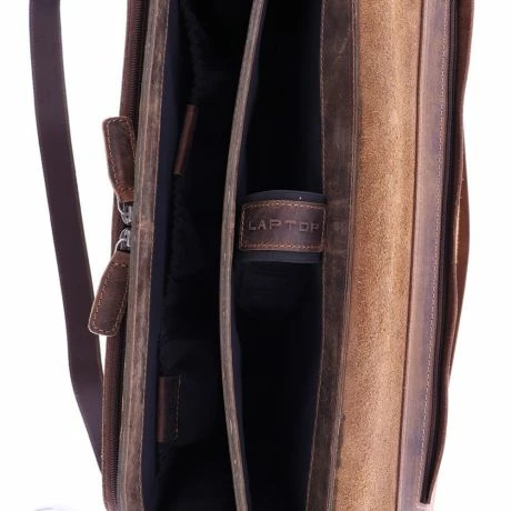 Plevier Retro Darwin Vintage Laptop Bag 2-Vaks 15.6" Brown 7 Plevier Retro Darwin Vintage Laptop Bag 2-Vaks 15.6" Brown - Afbeelding 5