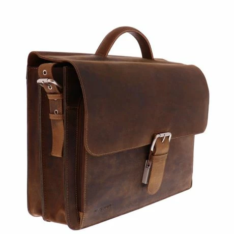 Plevier Retro Darwin Vintage Laptop Bag 2-Vaks 15.6" Brown 4 Plevier Retro Darwin Vintage Laptop Bag 2-Vaks 15.6" Brown - Afbeelding 2