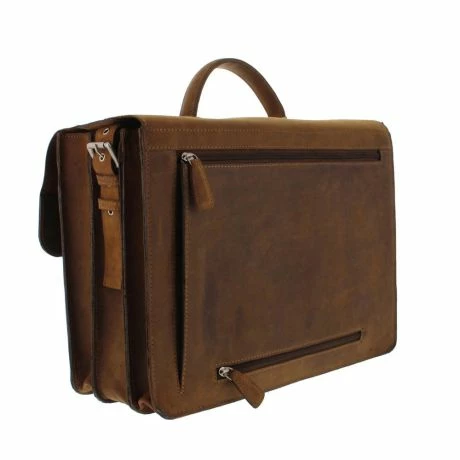 Plevier Retro Newton Laptoptas Vintage 3-Vaks 15.6" Brown 5 Plevier Retro Newton Laptoptas Vintage 3-Vaks 15.6" Brown - Afbeelding 3