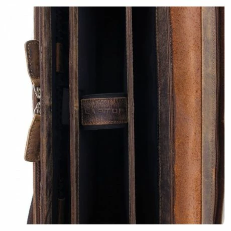 Plevier Retro Newton Laptoptas Vintage 3-Vaks 15.6" Brown 6 Plevier Retro Newton Laptoptas Vintage 3-Vaks 15.6" Brown - Afbeelding 4