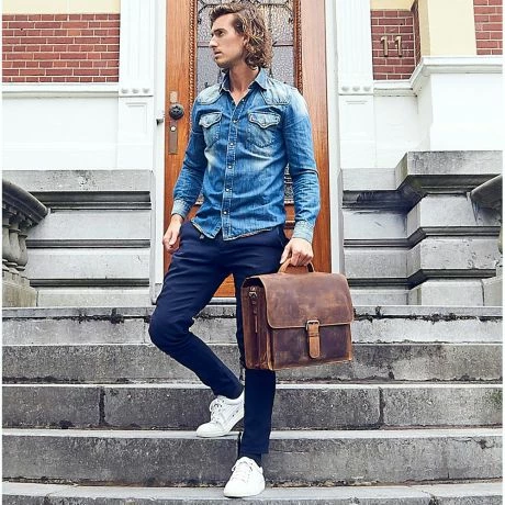 Plevier Retro Newton Laptoptas Vintage 3-Vaks 15.6" Brown 12 Plevier Retro Newton Laptoptas Vintage 3-Vaks 15.6" Brown - Afbeelding 10