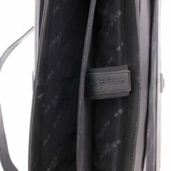 Plevier Morse Leren Aktentas 2-Vaks 15.6" Zwart -NL Rugzak Verkoopwinkel 853 1 binnenkant 1 morse