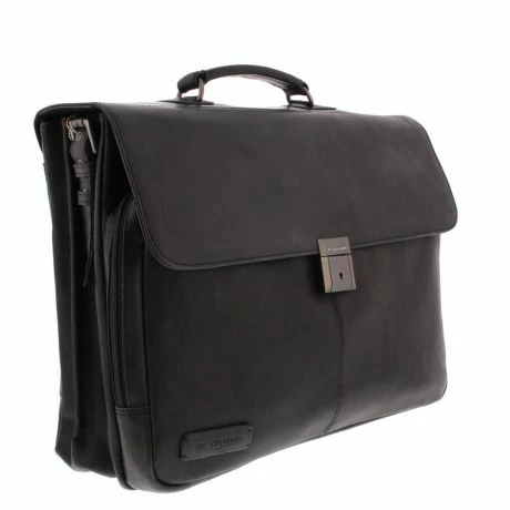 Plevier Decca Leren Aktentas 2-Vaks 17.3" Zwart 4 Plevier Decca Leren Aktentas 2-Vaks 17.3" Zwart - Afbeelding 2