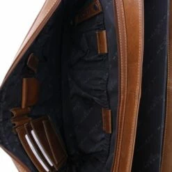 Plevier Decca Leren Aktentas 2-Vaks 17.3" Bruin -NL Rugzak Verkoopwinkel 859 2 binnenkant 3