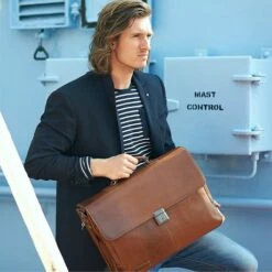 Plevier Decca Leren Aktentas 2-Vaks 17.3" Bruin -NL Rugzak Verkoopwinkel 859 2 decca 1 1