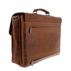 Plevier Decca Leren Aktentas 2-Vaks 17.3" Bruin -NL Rugzak Verkoopwinkel 859 2 zijkant achter