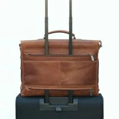 Plevier Decca Leren Aktentas 2-Vaks 17.3" Bruin -NL Rugzak Verkoopwinkel 859 2 decca trolley 4 1