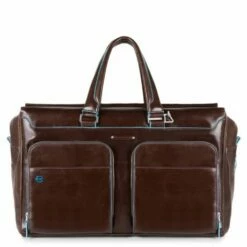 Piquadro Black Square Weekender Duffle Laptop 15" Mahogany