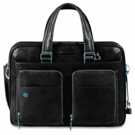 Piquadro Blue Square Expandable Computer Case 15" Black 3 Piquadro Blue Square Expandable Computer Case 15" Black
