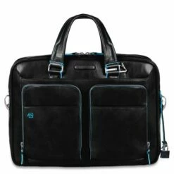Piquadro Blue Square Portfolio Computer Briefcase 15" With IPad Black
