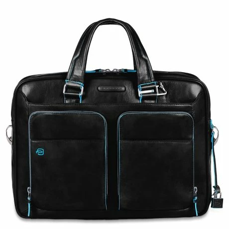 Piquadro Blue Square Portfolio Computer Briefcase 15" With IPad Black 3 Piquadro Blue Square Portfolio Computer Briefcase 15" With IPad Black