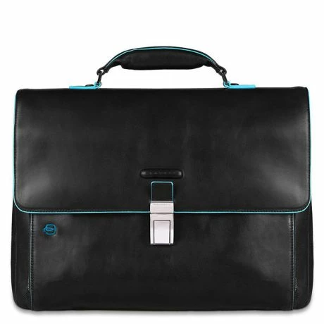 Piquadro Blue Square Expandable Computer Portfolio Briefcase 15" Black 3 Piquadro Blue Square Expandable Computer Portfolio Briefcase 15" Black
