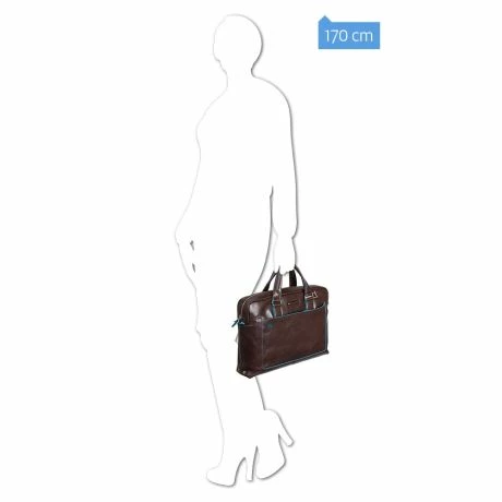 Piquadro Blue Square Double Handle Computer Portfolio Briefcase 14" Mahogany 7 Piquadro Blue Square Double Handle Computer Portfolio Briefcase 14" Mahogany - Afbeelding 5