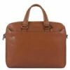 Piquadro Black Square Computer Portfolio Briefcase 2 Dividers Tobacco