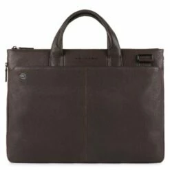 Piquadro Black Square Small Expandable Computer Bag 15.6'' Dark Brown