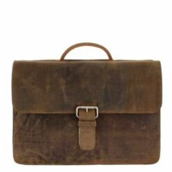 Plevier Retro Zeppelin Vintage Laptop Aktetas 3-Vaks 17.3" Brown